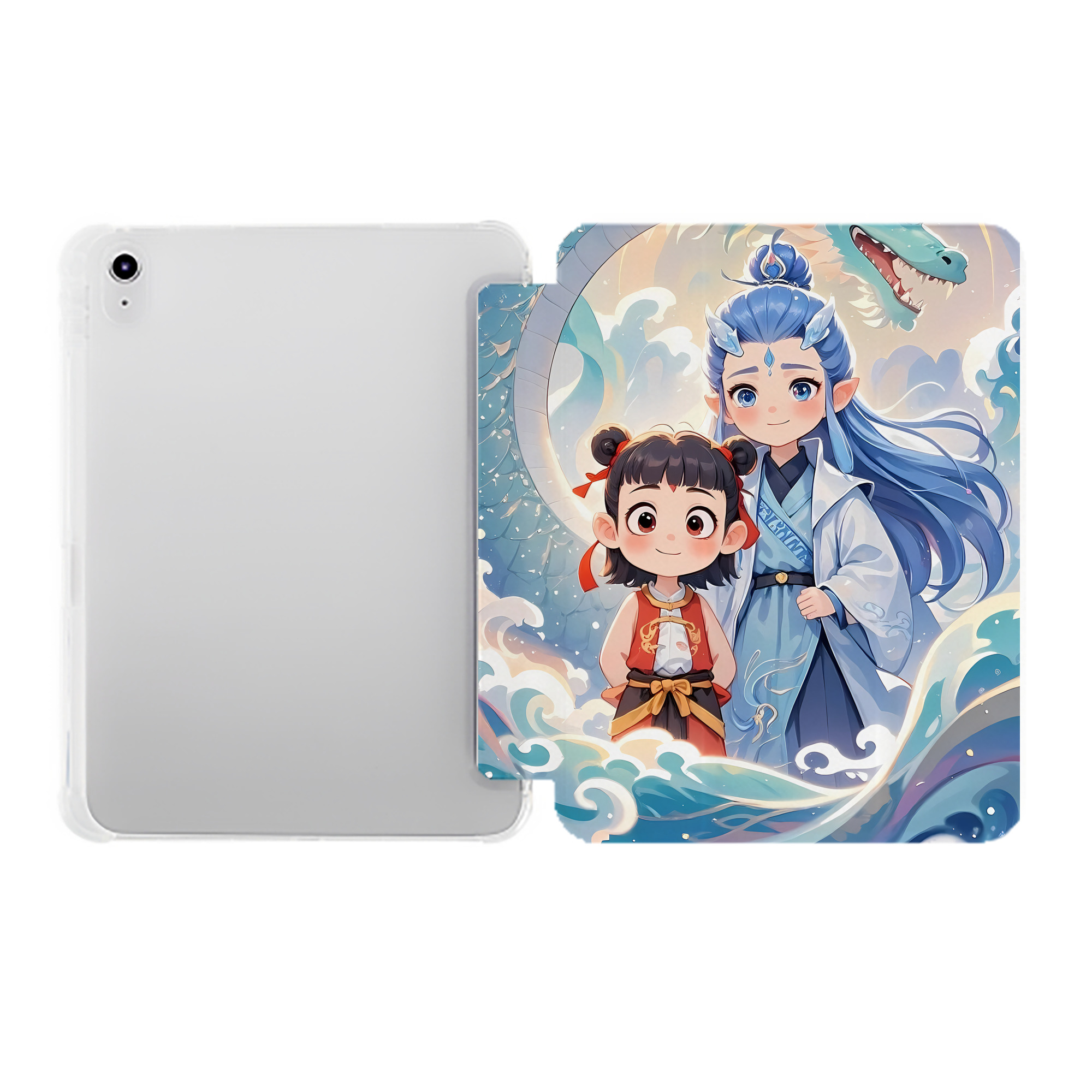 （画像用） Ne Zha 2 ナタ 魔童の大暴れ IPad ケース ペン収納付き 三つ折りスタンド PUレザー×シリコン 対応機種9.5/10.5/10.9インチ